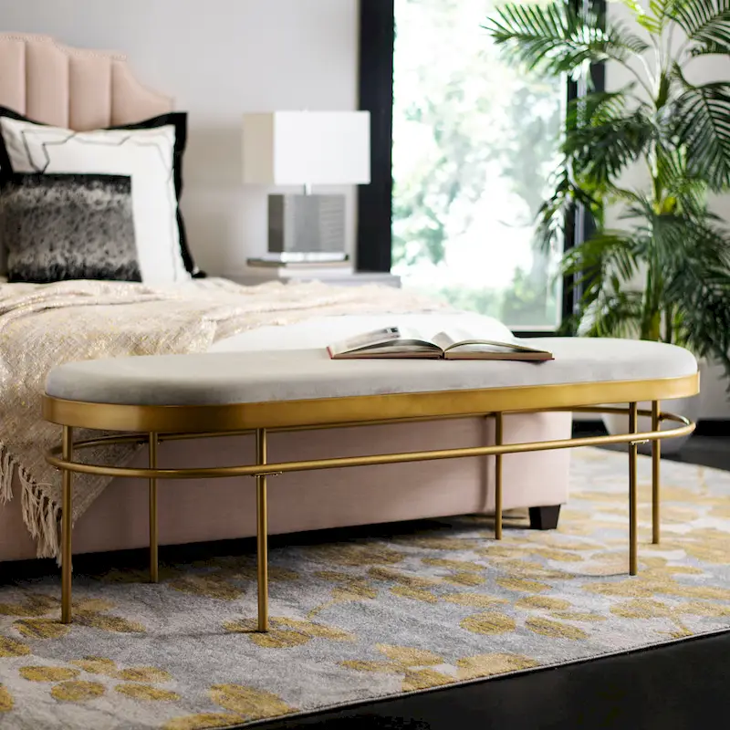 SAFAVIEH Omie Oval Bench - 63 x 22 x 20 - 63Wx22Dx20H