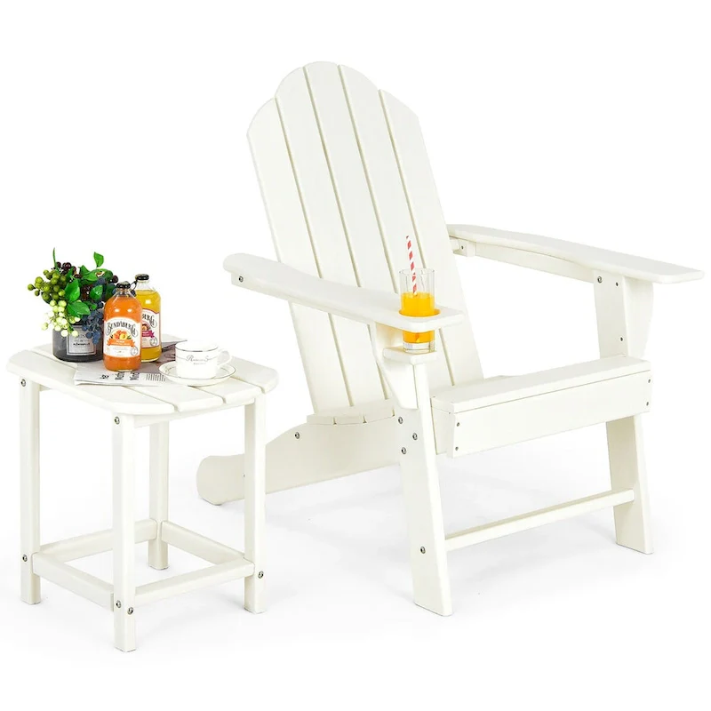 Costway 2PCS Patio Adirondack Chair Side Table Set Weather Resistant