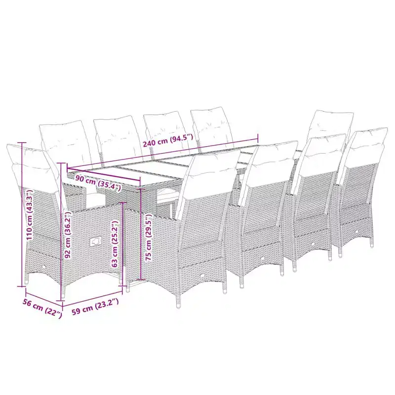 vidaXL Bistro Set PE Rattan, Powder-coated Steel, Tempered Glass