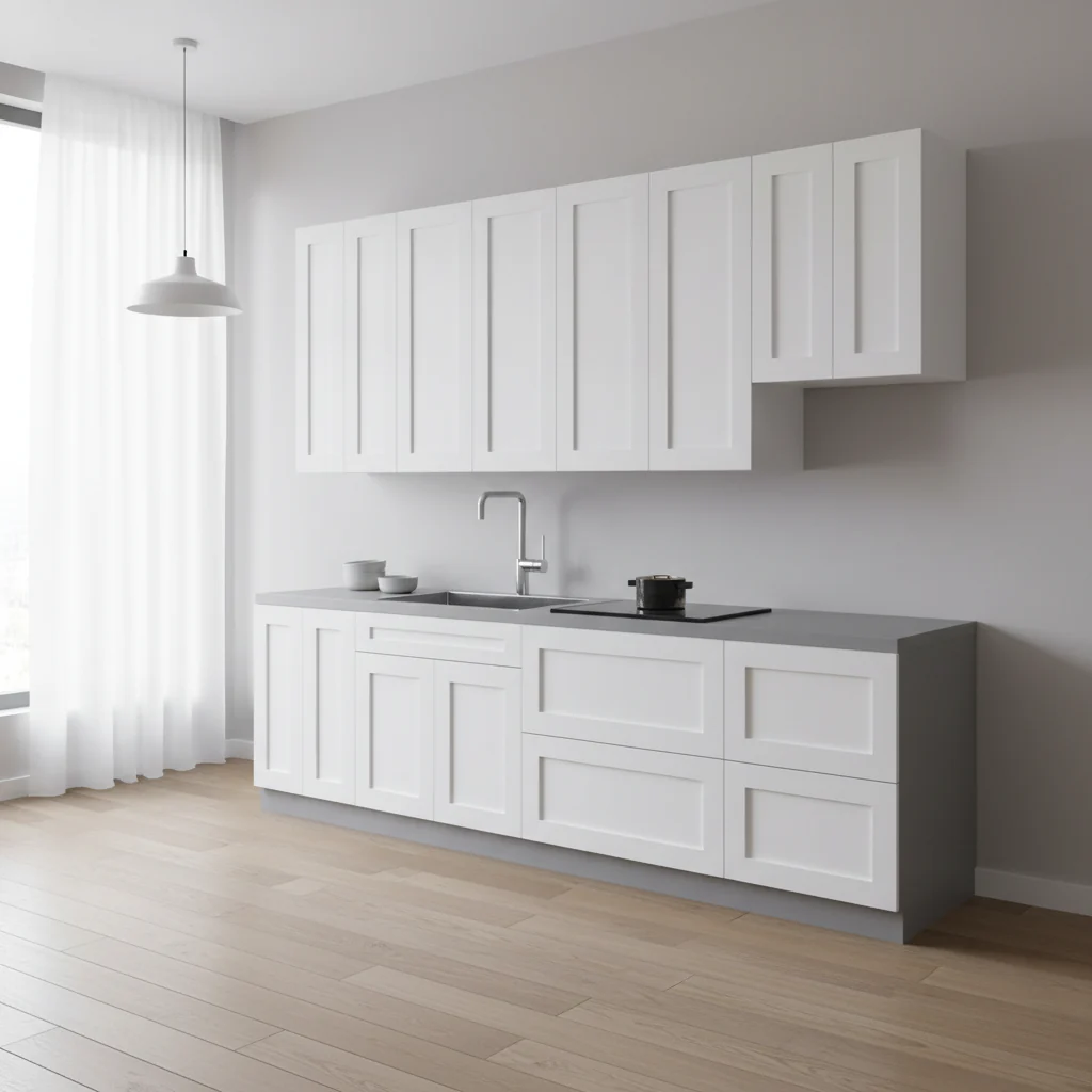 White Matte Kitchen Cabinet Base Unit — 9.5 Ft Wide (114