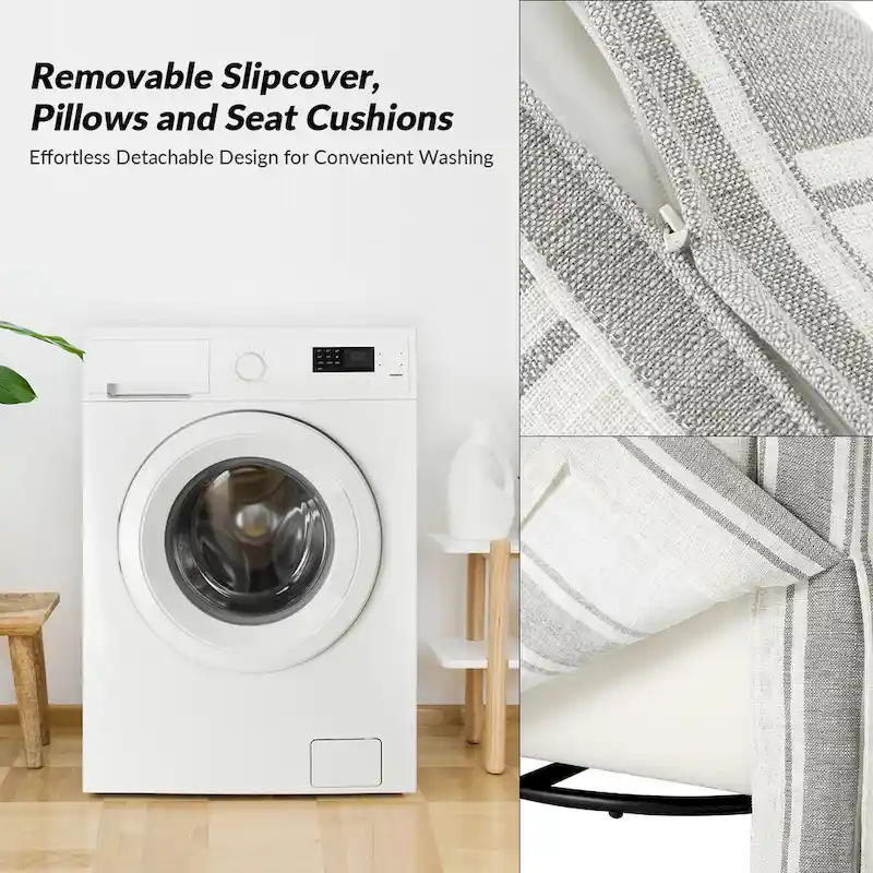 Stan Farmhouse Slipcover Rocking Swivel Chair Set of 2 by HULALA HOME