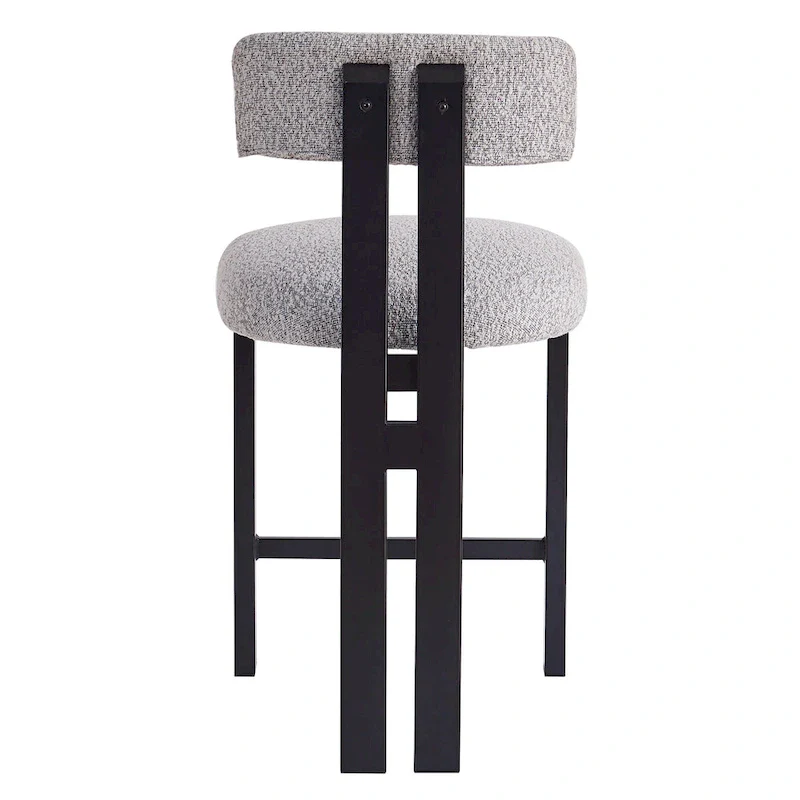 Roomfitters 26.5 Round Upholstered Counter Stools, Set of 2 Low Back Bar Chairs with Black Metal Frame