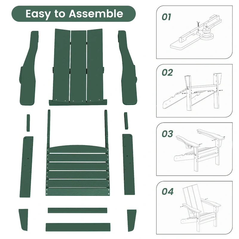 HDPE Modern All weather Adirondack Chairs with Cup-holders