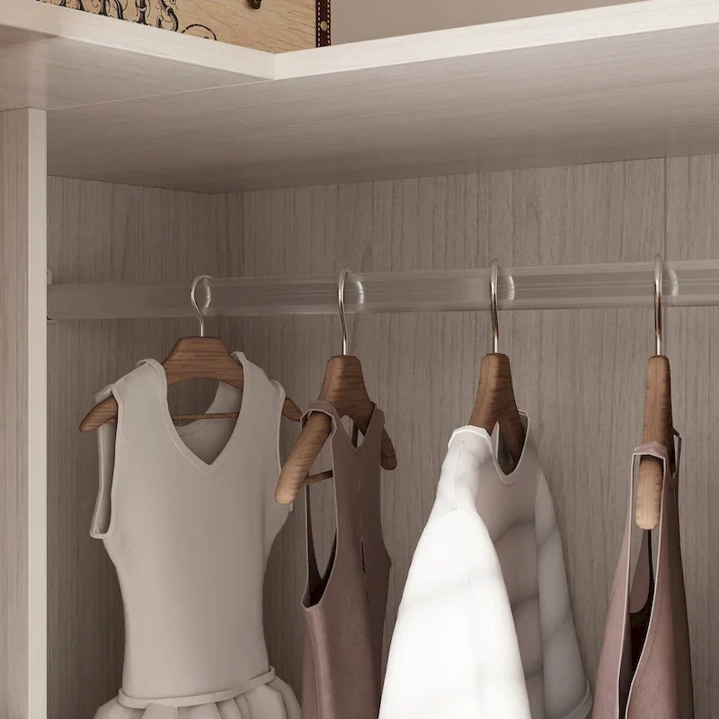 Large Frosted Glass Wardrobe with Soft-Close Hinges | MDF Construction | Light Gray Wood Grain | Gold Handles | Customizable Walk-In Closet