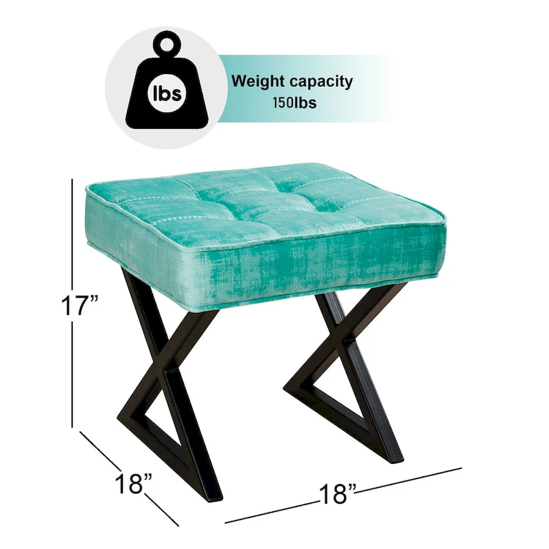 Textured Velvet Ottoman Vanity Stool 18X18X17