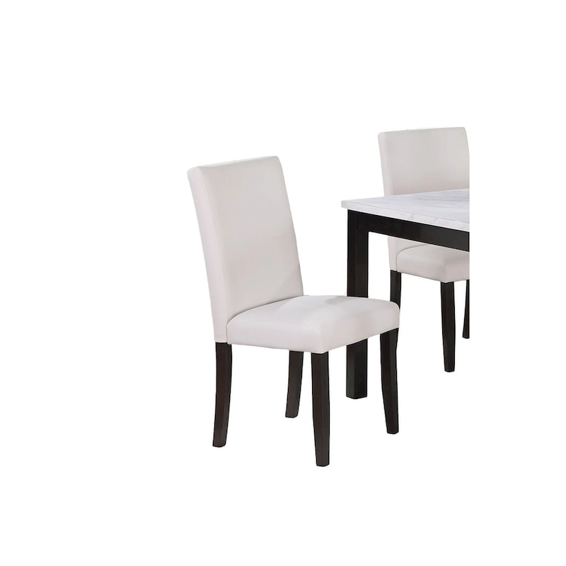 5 Piece Dining Table Set, Kitchen Dinette Set with Faux Marble Top Table, Bench and 3 Faux Leather Cushioned Chairs