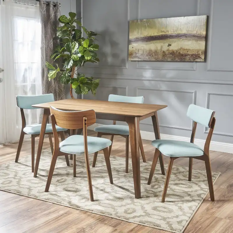 Mid-Century 5-piece Wood Rectangle Dining Set by