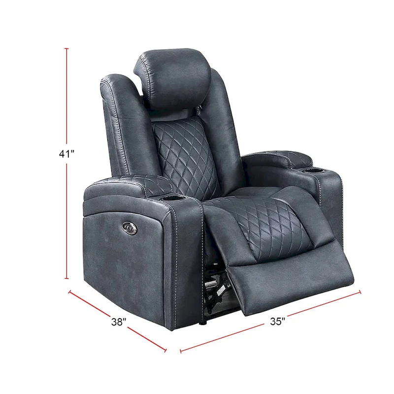 Power Recliner with Cup Holders and USB Charger - Single Seat