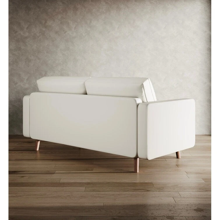 Stateside Mid-Century Square Arm Leather Covered Loveseat Sofa 59