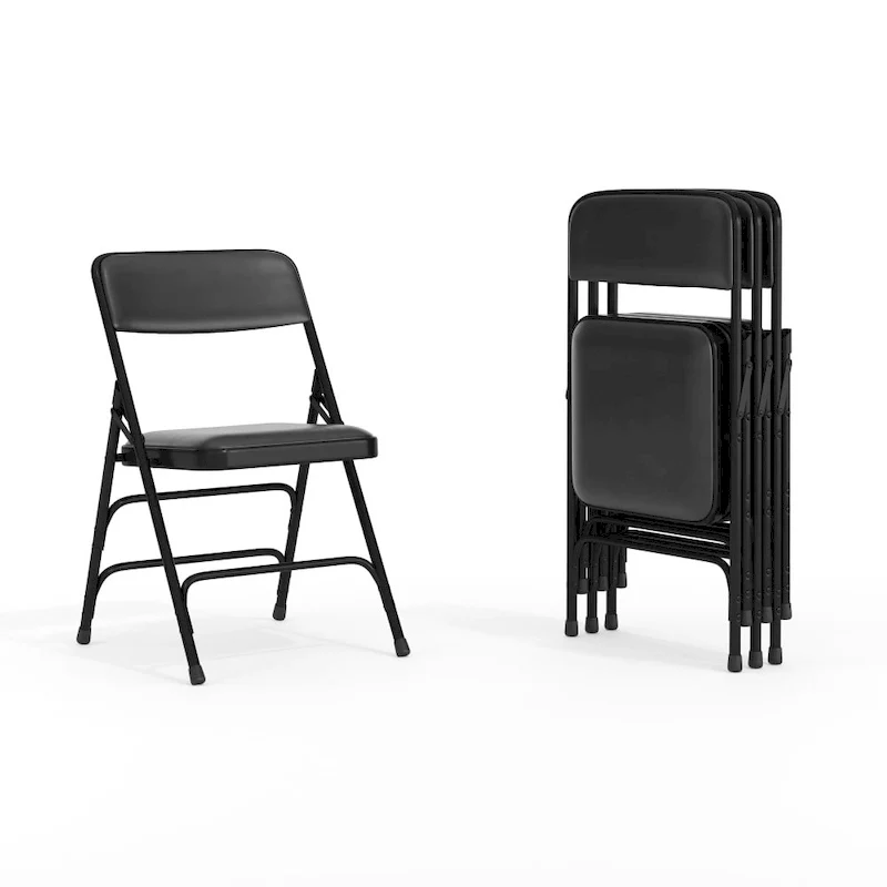4 Pack Curved Triple Braced & Double Hinged Metal Folding Chair