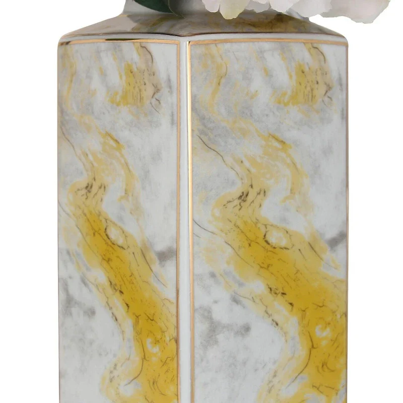 Beloved Elegant White Ceramic Vase with Gold Accents
