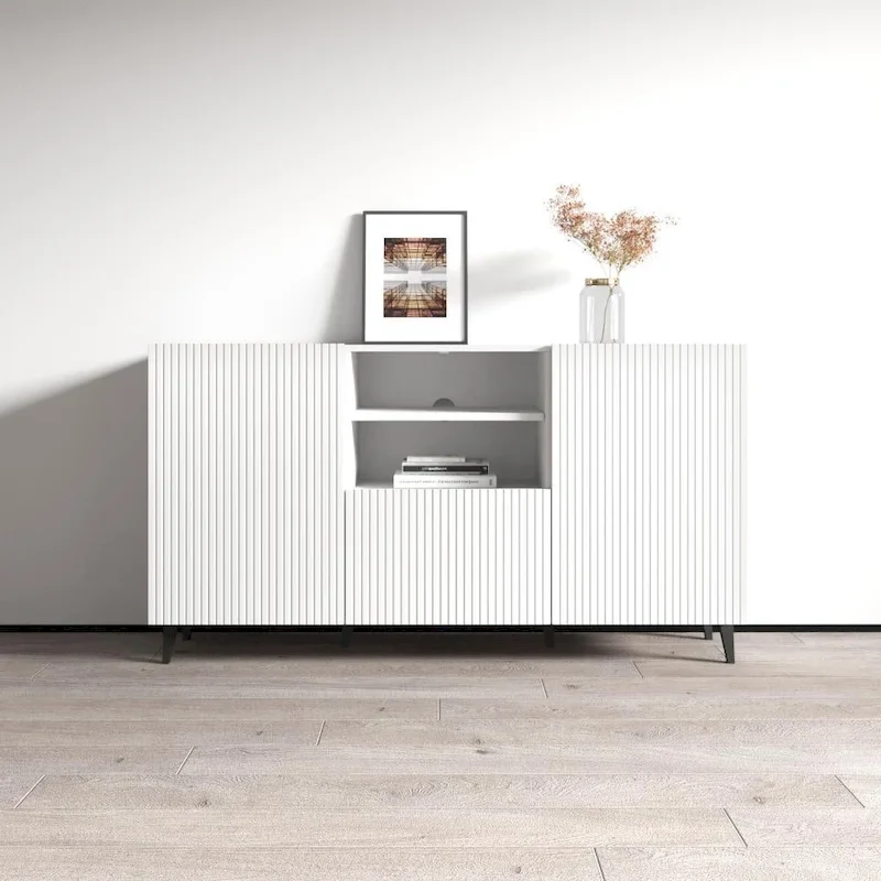 Matte Contemporary Sideboard - Modern Storage Cabinet for Living Room