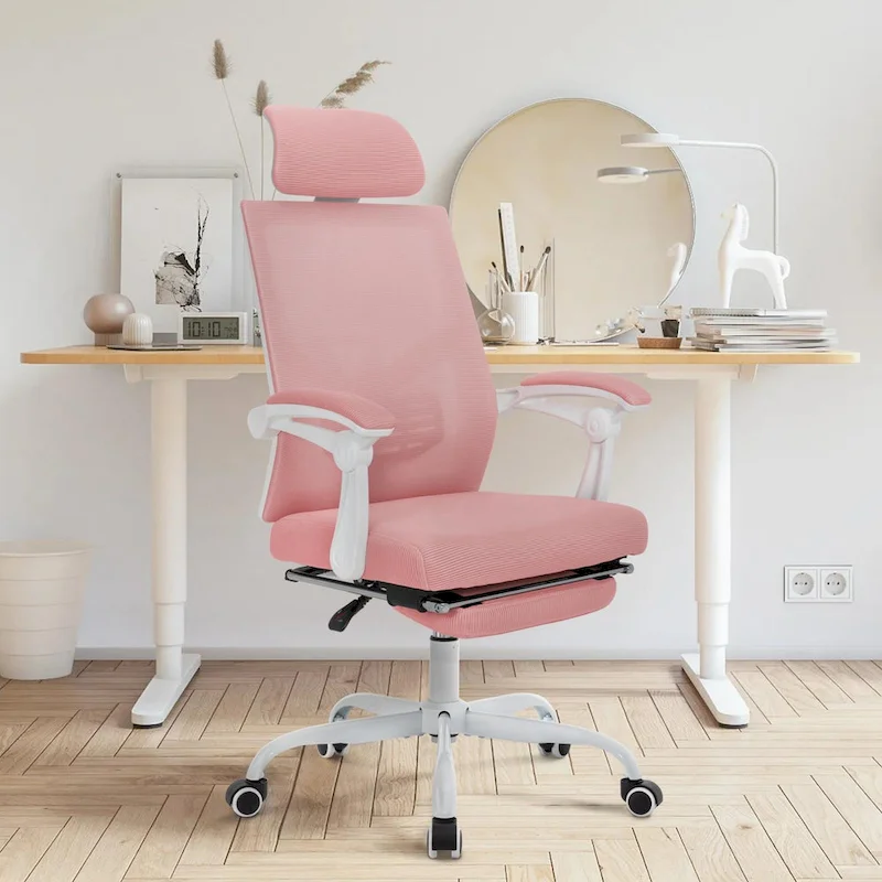 Office Chair With Foot Rest Ergonomic Swivel Mesh Task Office Chair