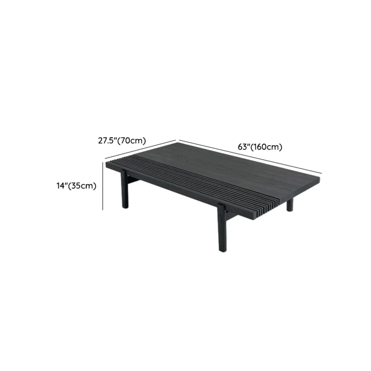 Black Rectangular Chic Rectangle Wood Coffee Table