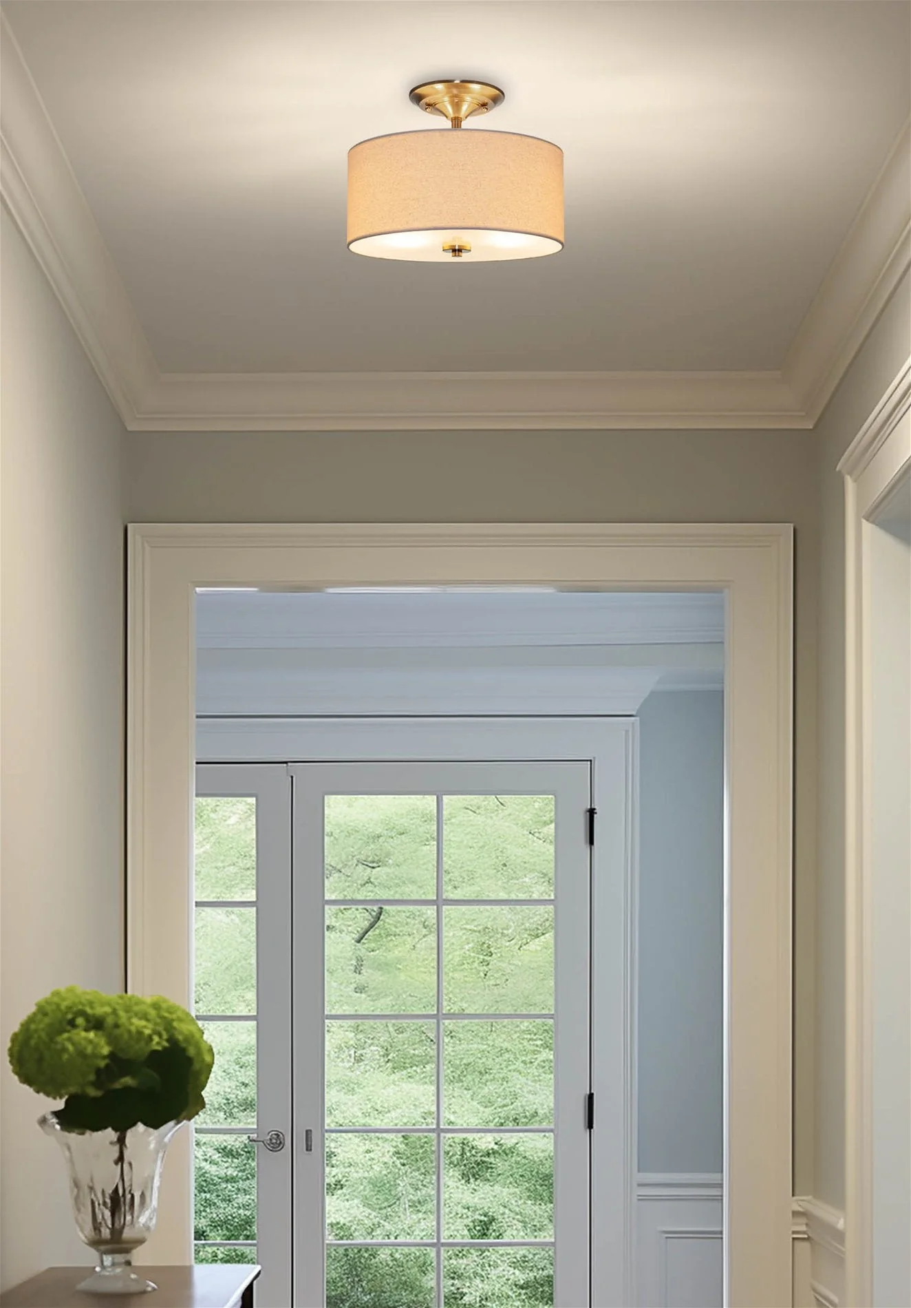 Addison 13 2-Light Semi-Flush Mount Ceiling Light, Cool Brass Finish