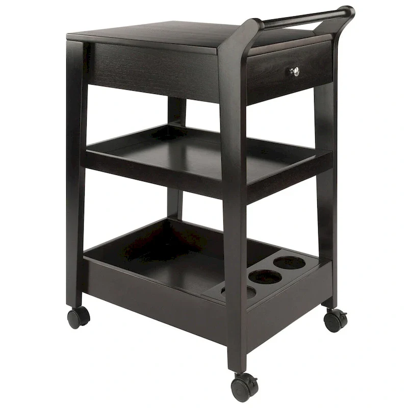 Jeston Entertainment Cart, Espresso - 18.03 x 26.77 x 37.24 inches