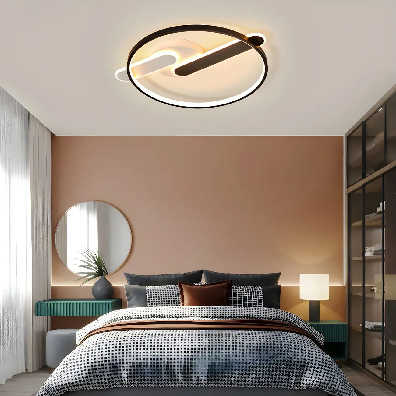 3-Light Circle Flush Mount Ceiling Light with Remote Control