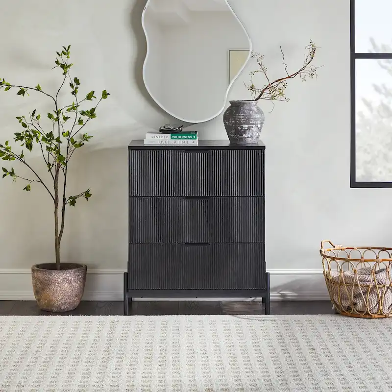 Middlebrook Designs Three Drawer Chest with Reeded Drawer Fronts