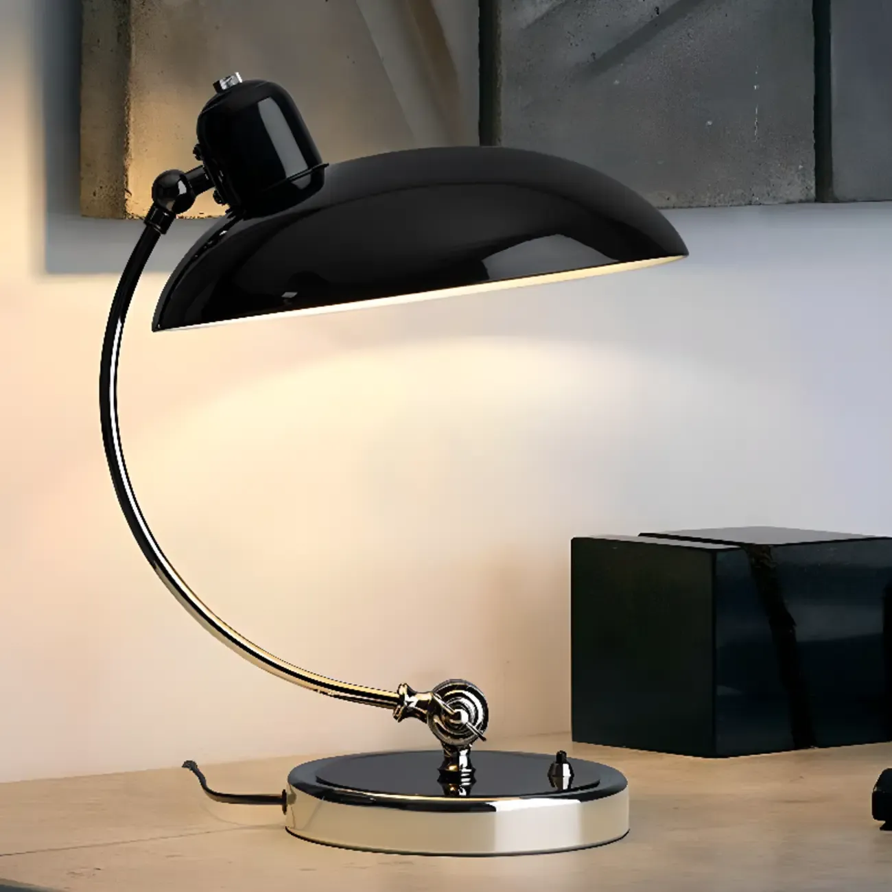 Silver Dome Arc Table Lamp Plug-in Electric for Living Room