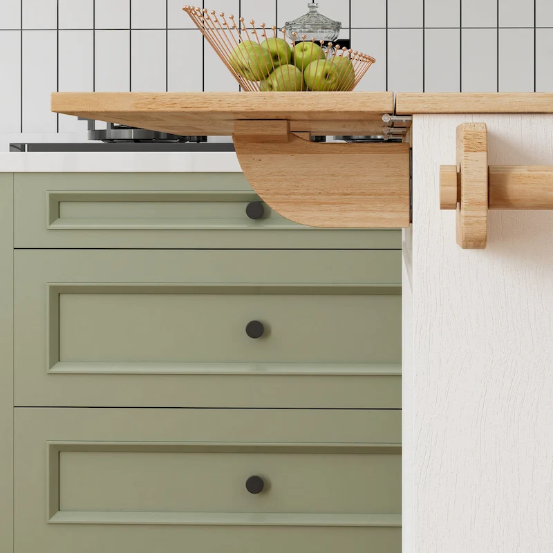 44 Inch Kitchen Island Cart With Solid Wood Top(no include stool)