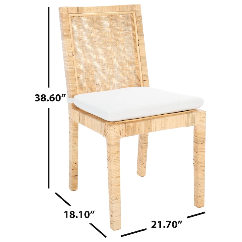 SAFAVIEH Jessye Cane Dining Room Chair with Cushion (Set of 2) - 21.7 W x 18.1 L x 38.6 H - 22W x 18D x 39H