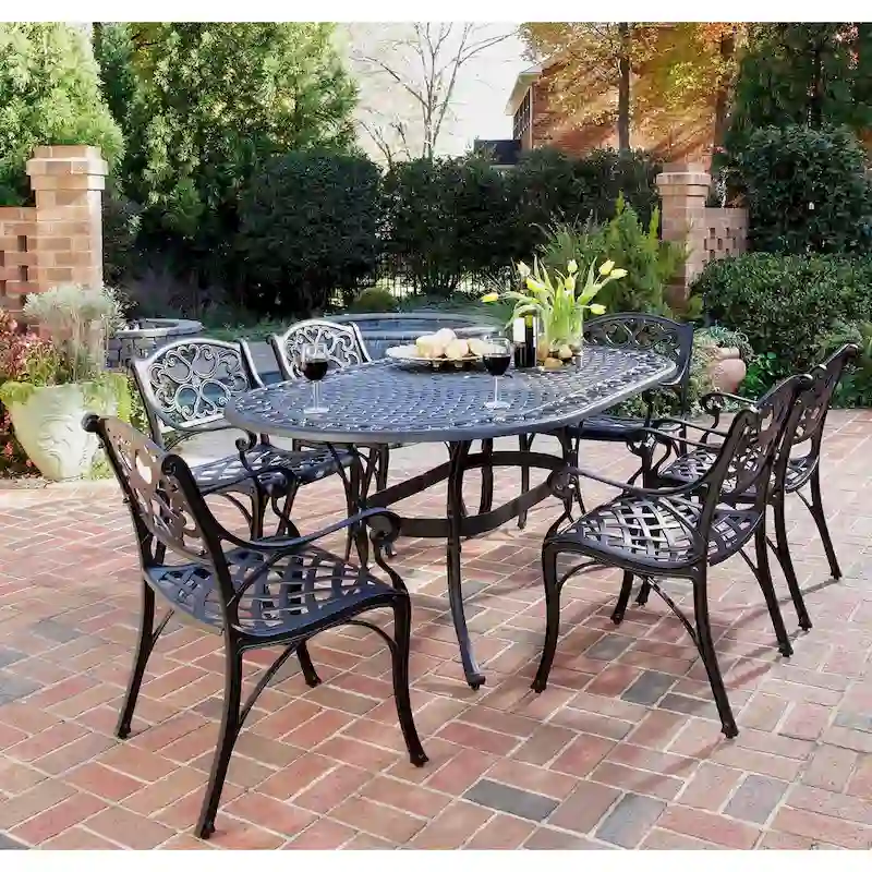 Sanibel Black Aluminum 7 Piece Outdoor Dining Set - 72