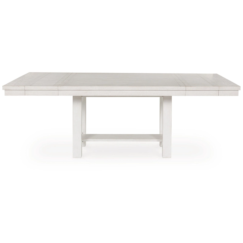Fleur Dining Table with 2 Extension Leaves, White Wood, 62-86 Inch
