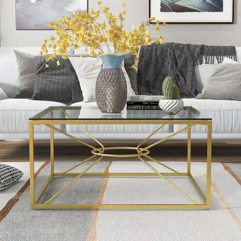 Glam Gold Coated 35-inch Steel and Glass Coffee Table