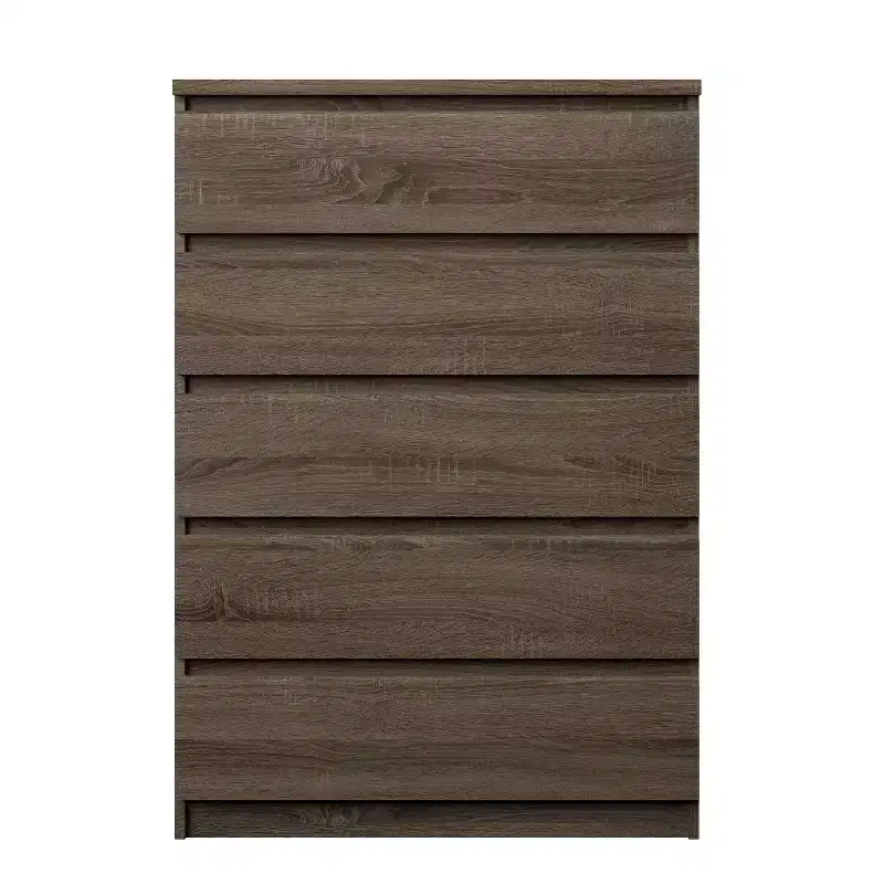 HomeStock 5.43 in.H Particle Board Vertical Dressers with 5 - Drawers in Brown Finish