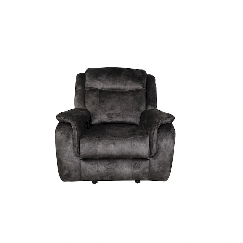 39 Inch Manual Recliner Chair, Pocket Coils, Gray Faux Suede Velvet