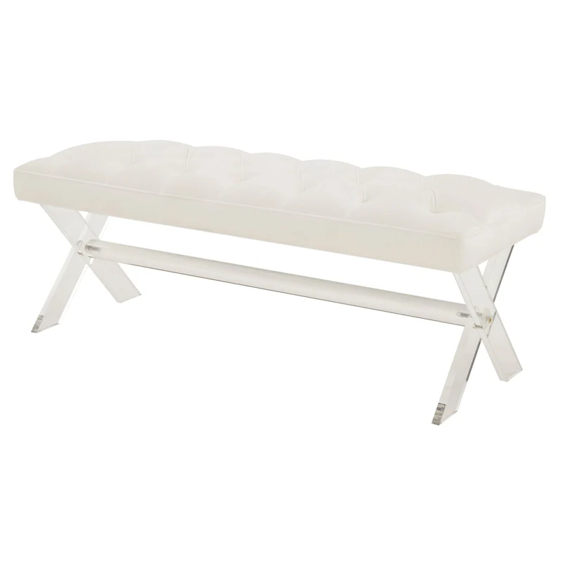SAFAVIEH Couture Ketevan Tufted Acrylic Bench - 48 In W x 18 In D x 18 In H - 48Wx18Dx18H