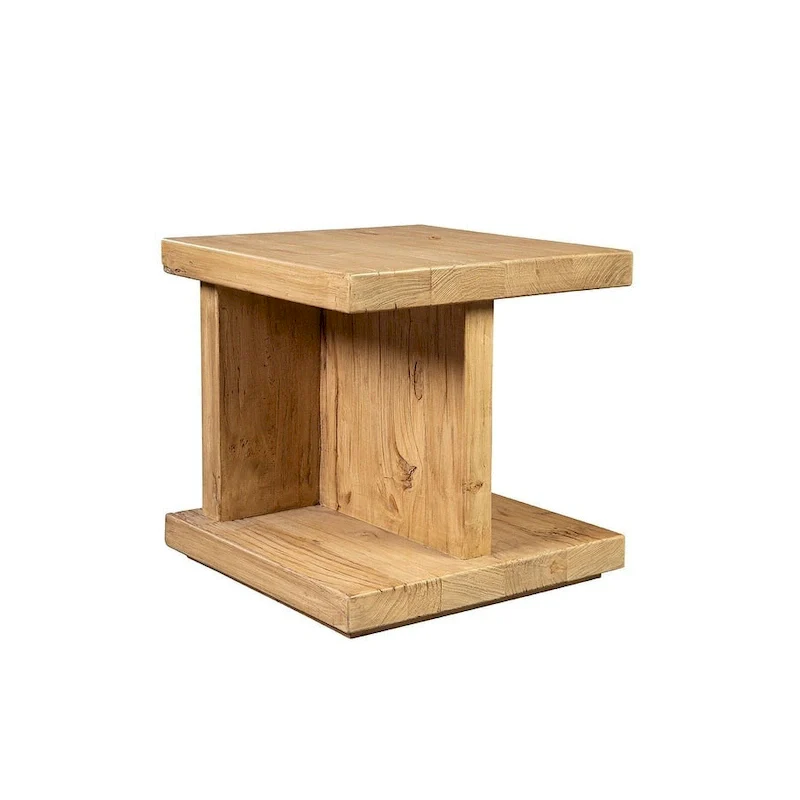 Reclaimed Elm Side Table - Natural Wood