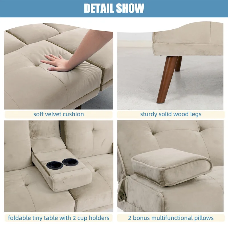 Futzca 60  Small Loveseat, 3 in 1 Cute Convertible Sofa Bed