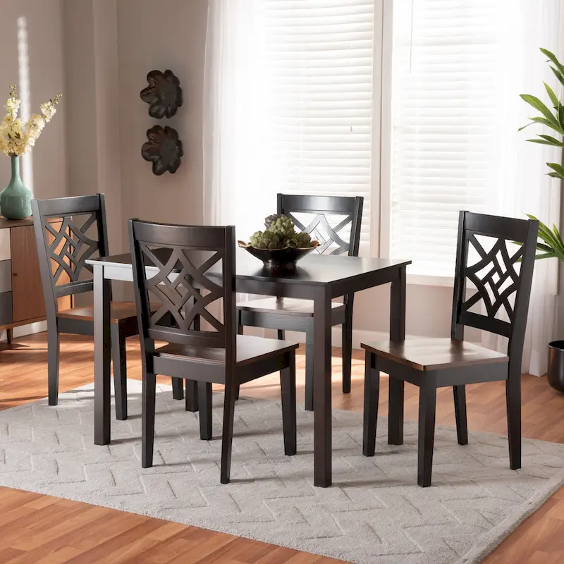 Modern Transitional Dining Table with 4 Chairs — Complete Dining Room