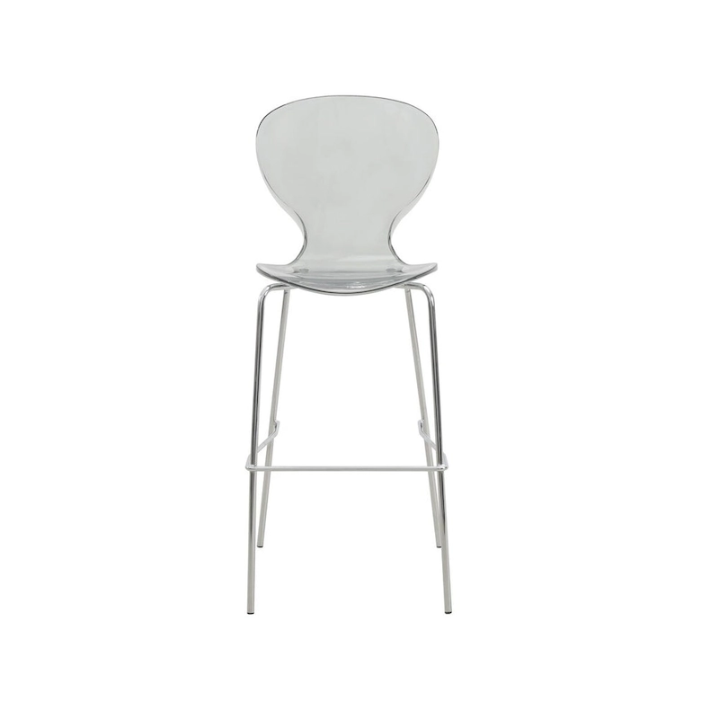 Acrylic Barstool with Steel Frame in Chrome Finish Oyster Series Set of 2