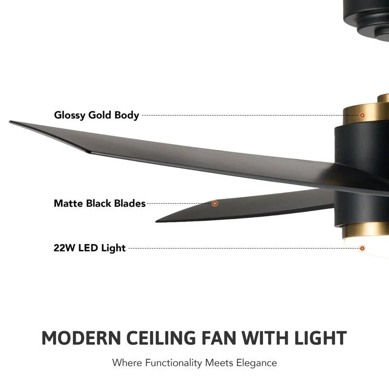 CO-Z 52  LED Ceiling Fan with Dimmable Light Kit and Remote Control - 52 Inches