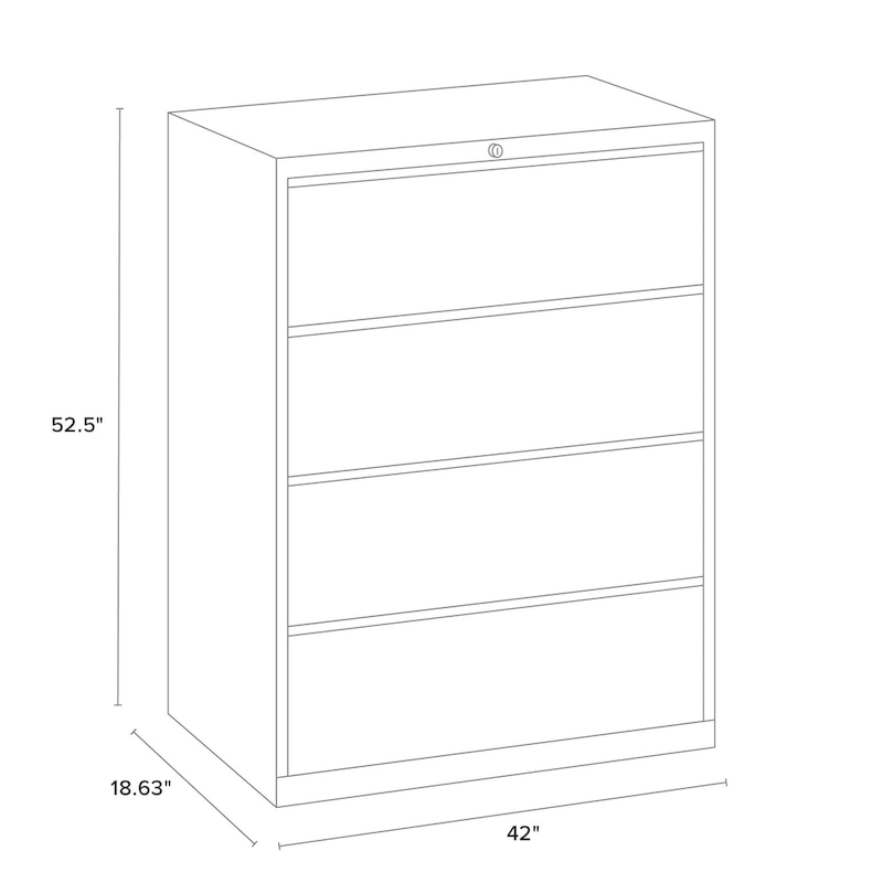 8000 Series 42 Wide 4-Drawer Lateral File Cabinet, Light Gray