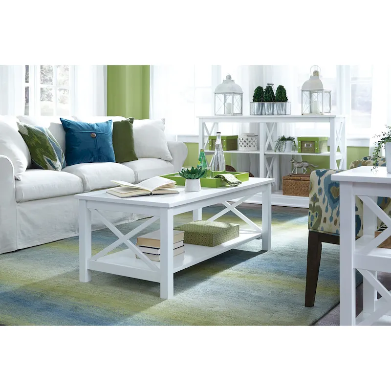 Solid Hardwood Coffee Table - Unfinished, White, Washed Gray Taupe, Espresso - Multi-Person Use