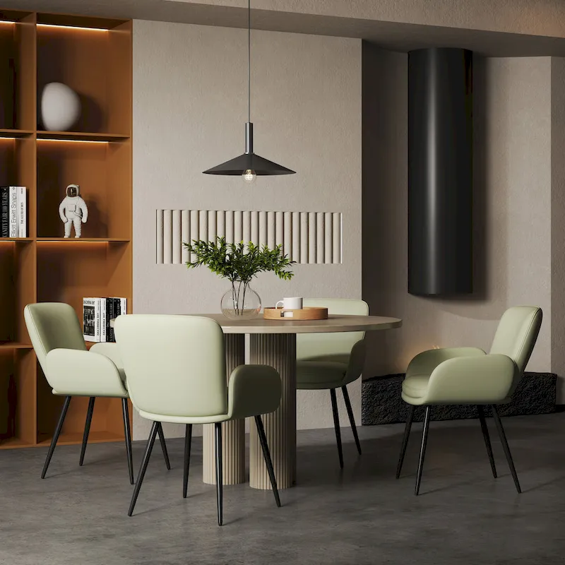 Set of 4 Cat-Scratch Resistant Dining Chairs with Gold Metal Legs