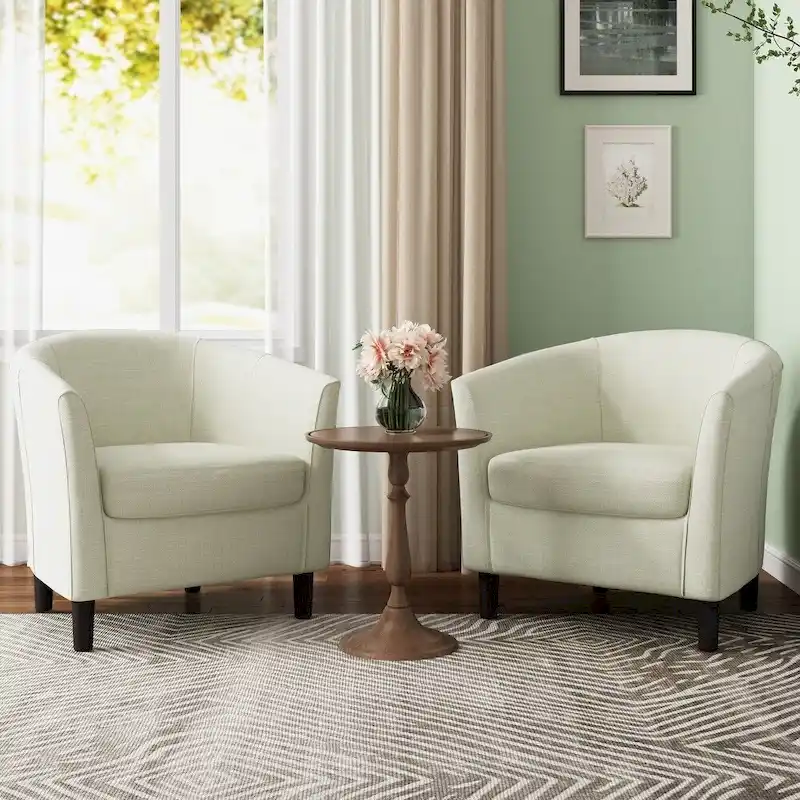 2 Set Modern Accent Chair Upholstered Barrel Chair