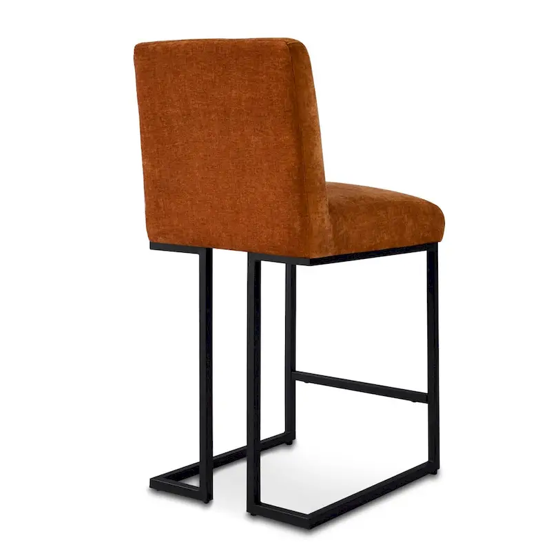 Fabric Counter Stool with Arms - Metal Legs (Set of 2)