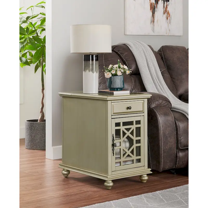 Elegant Chairside Table with Power by Martin Svensson Home