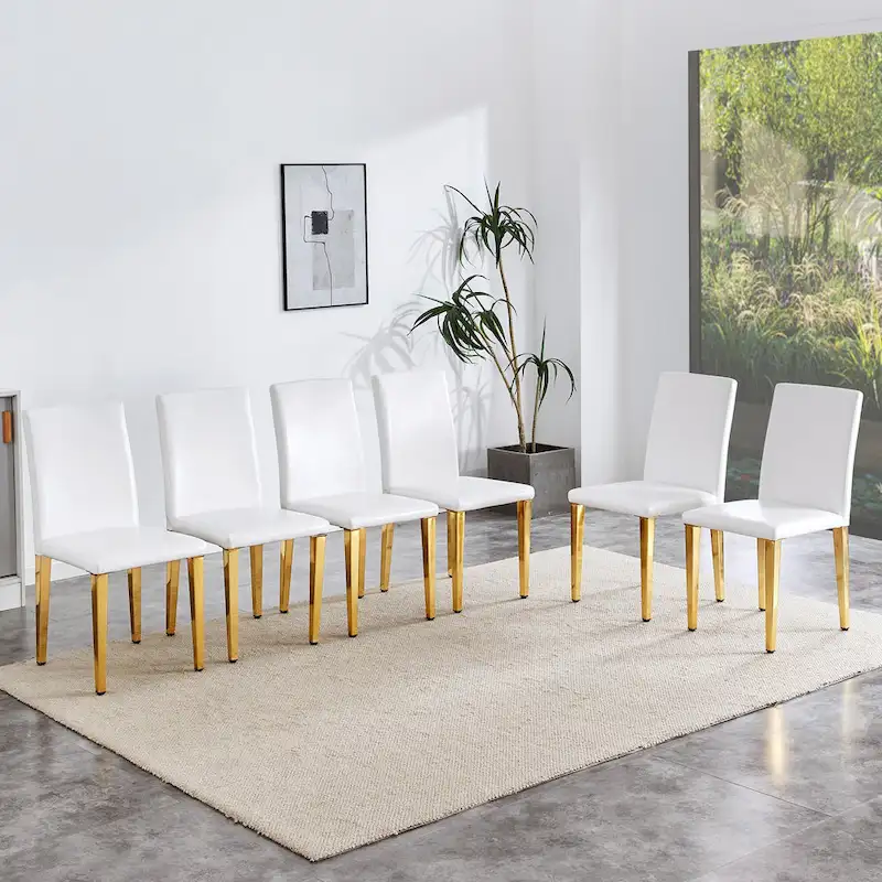 Dining Chairs Set of 4,Modern Kitchen & Dining Room Chairs,Faux Leather Cushion Seat Metal Legs