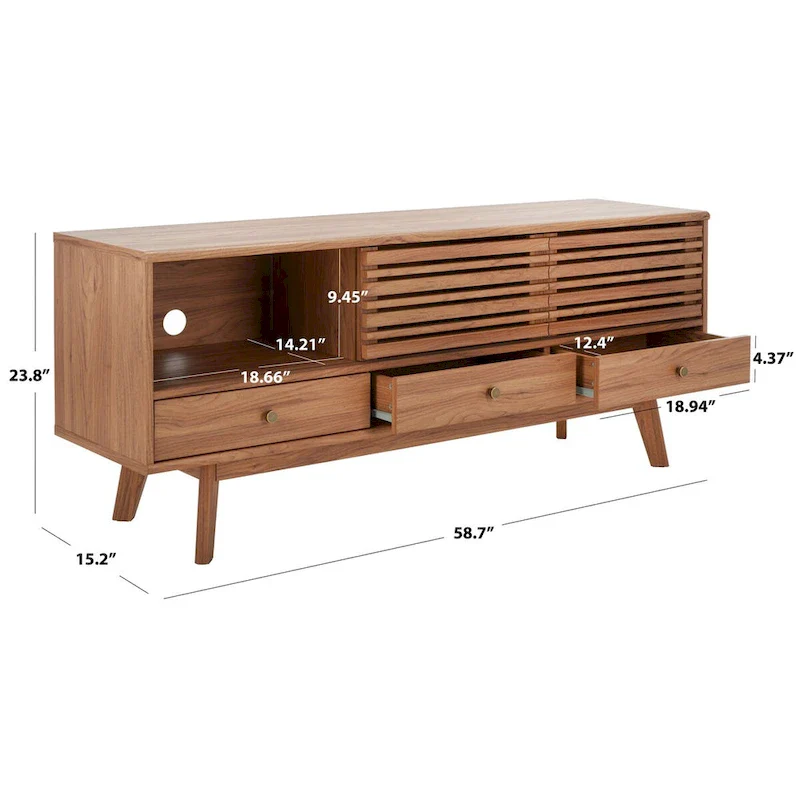 SAFAVIEH Ciera 3-Drawer Entertainment TV Media Stand (65 Flatscreen TV) - 58.7 In. x 15.2 In. x 23.9 In. - 59Wx15Dx24H