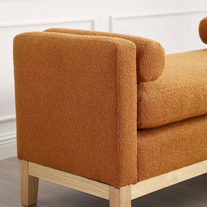 Upholstered Bench with Wood Legs