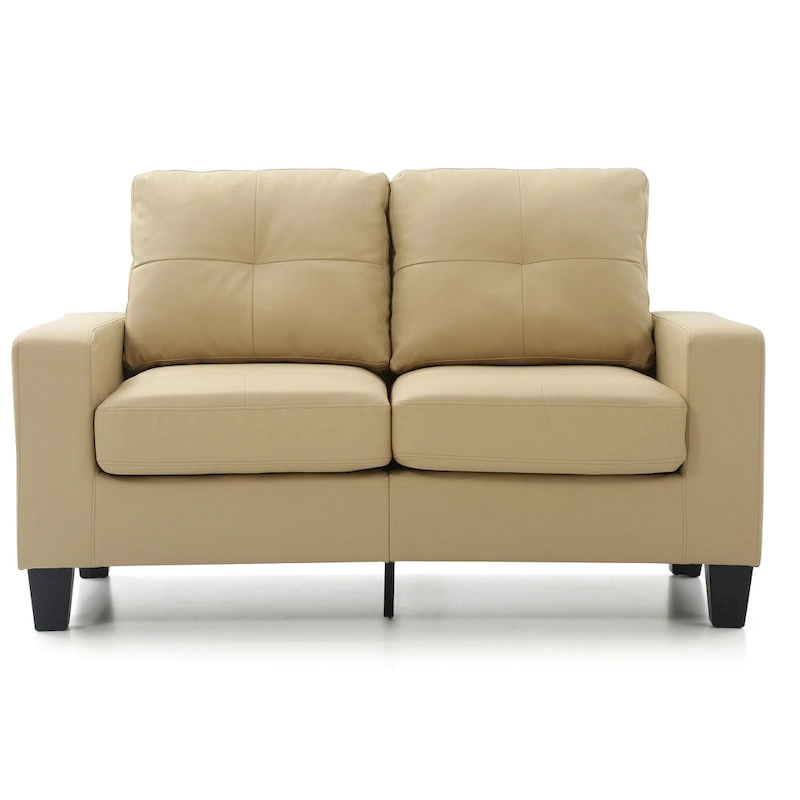 Newbury 58 in. W Flared Arm Faux Leather Straight Sofa - 32L x 58W x 36H