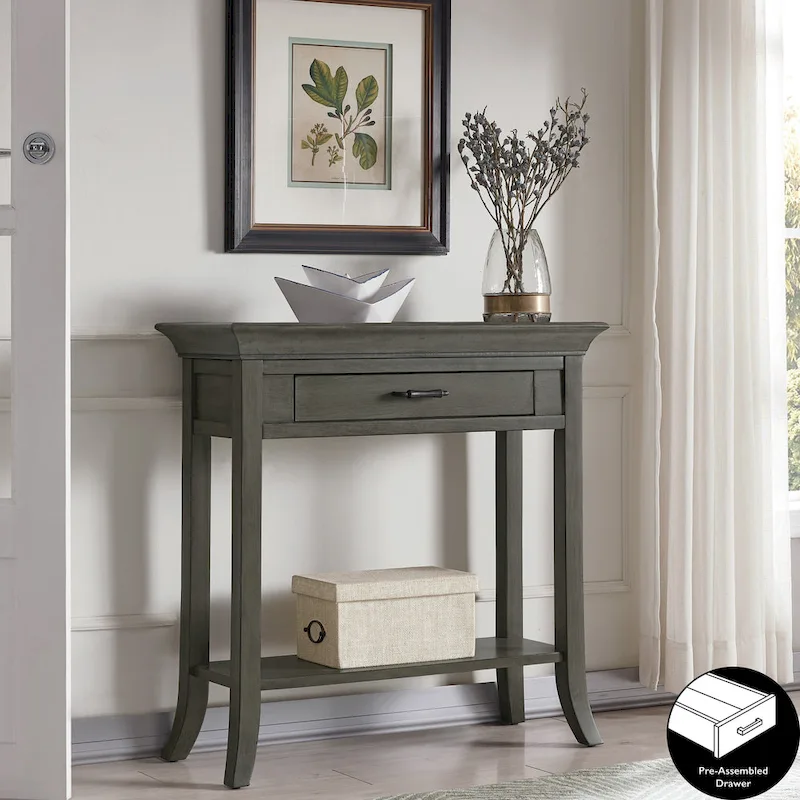 Smoke Gray Console Hall Stand with Drawer