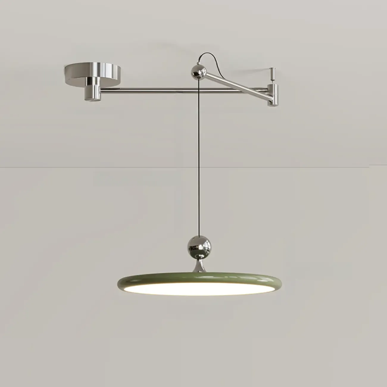 Modern Metal Red Swing Arm Pendant Light with Acrylic Shade