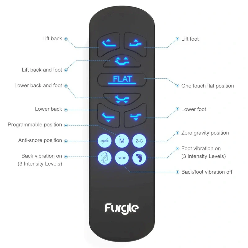 Massaging Zero Gravity Adjustable Bed with Wireless Remote
