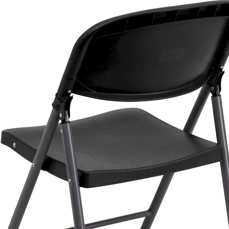 2 PK 330 lb. Capacity Plastic Folding Chair with Charcoal Frame